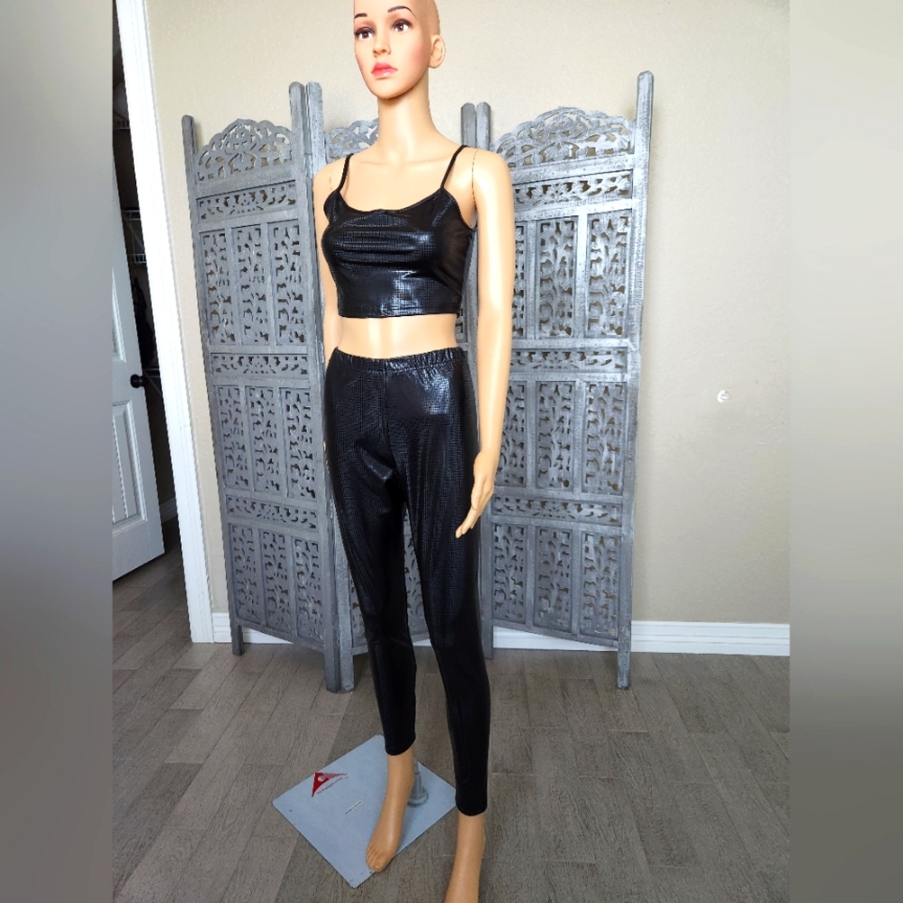 Faux leather set pants and top
